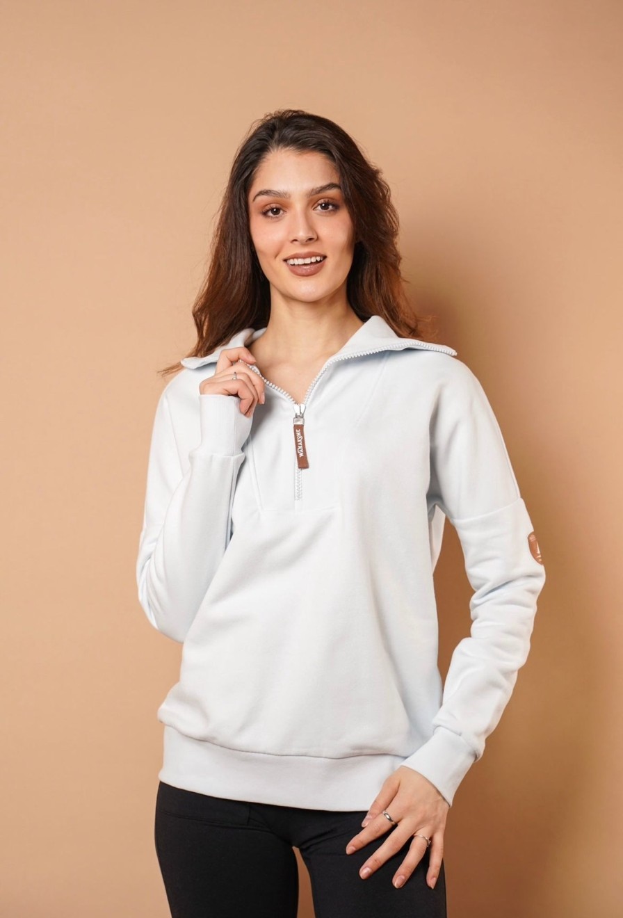 Women Wanakome Sweaters | Padma Air Half Zip Sweatshirt Blue