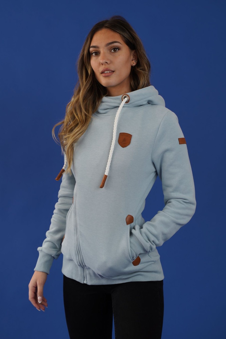 Women Wanakome Hoodies | Athena Fog Side Zip Hoodie Blue