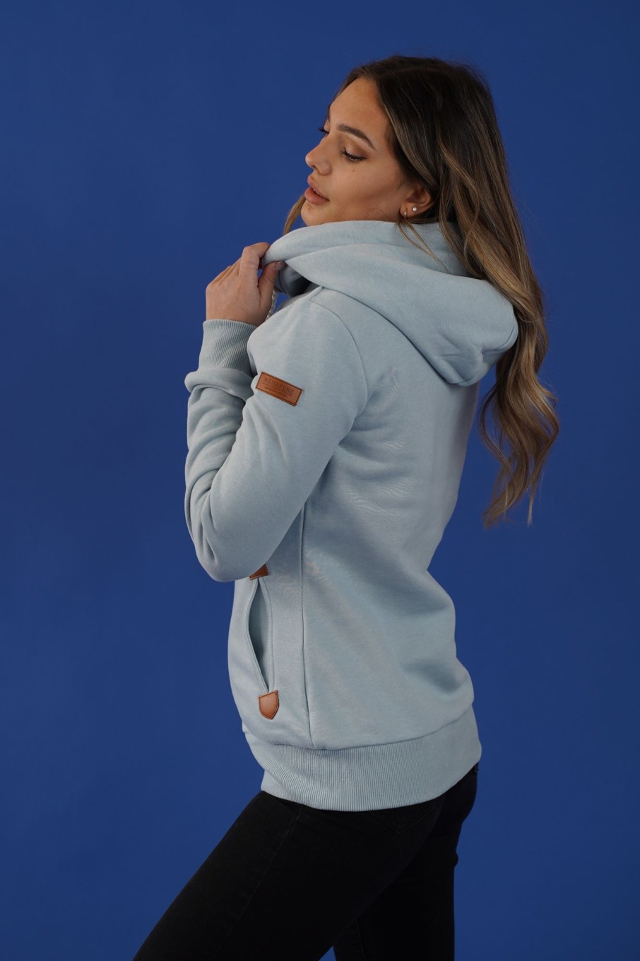 Women Wanakome Hoodies | Athena Fog Side Zip Hoodie Blue