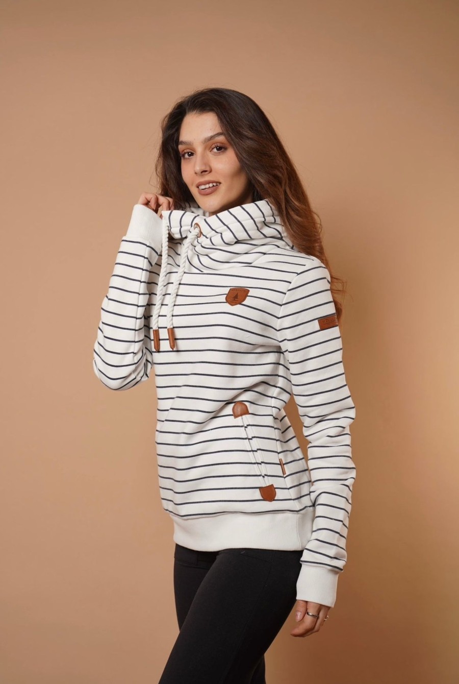 Women Wanakome Hoodies | Artemis Stripe Hoodie White