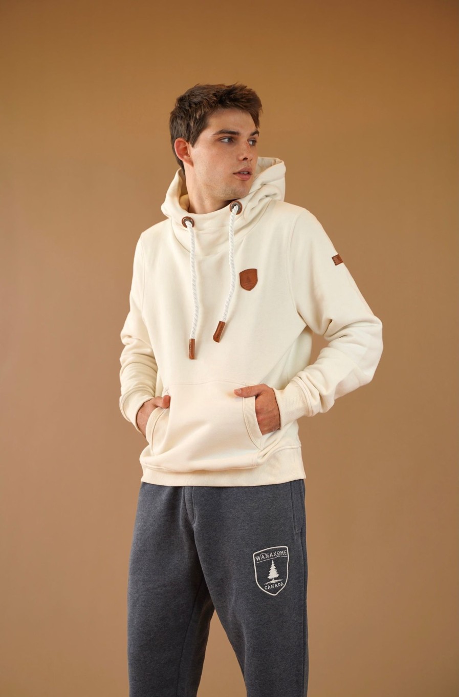 Men Wanakome Hoodies | Cascade Oatmeal Hoodie White