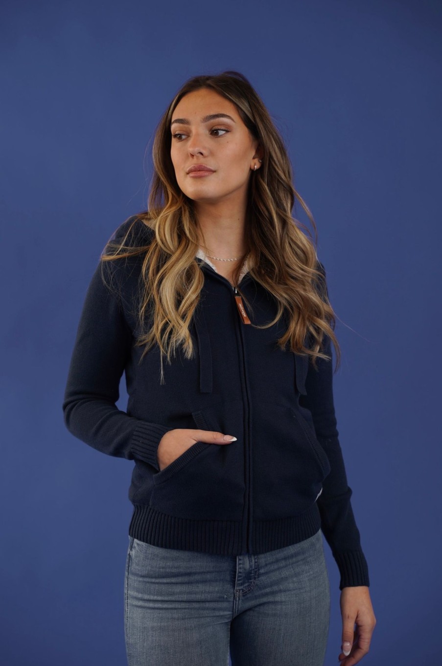 Women Wanakome Hoodies | Luna Zip Hoodie Navy