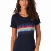 Women Wanakome T-Shirts | Ari Stripe Tie-Dye Indigo Mix Tee Navy