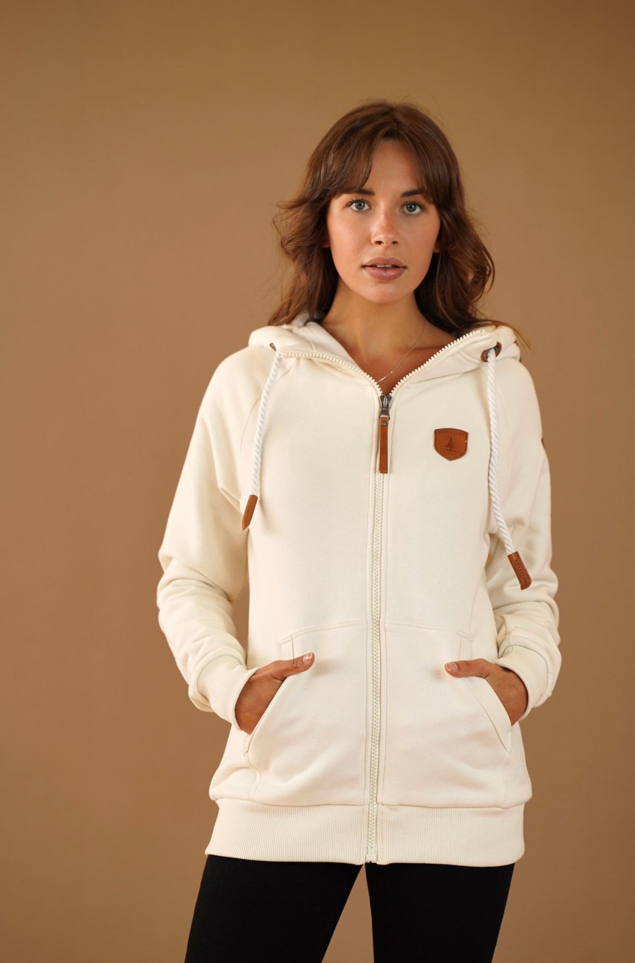 Women Wanakome Hoodies | Hera Oatmeal Zip Hoodie White