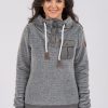 Women Wanakome Hoodies | Fay Sherpa Dark Heather Grey Snap-Neck Hoodie