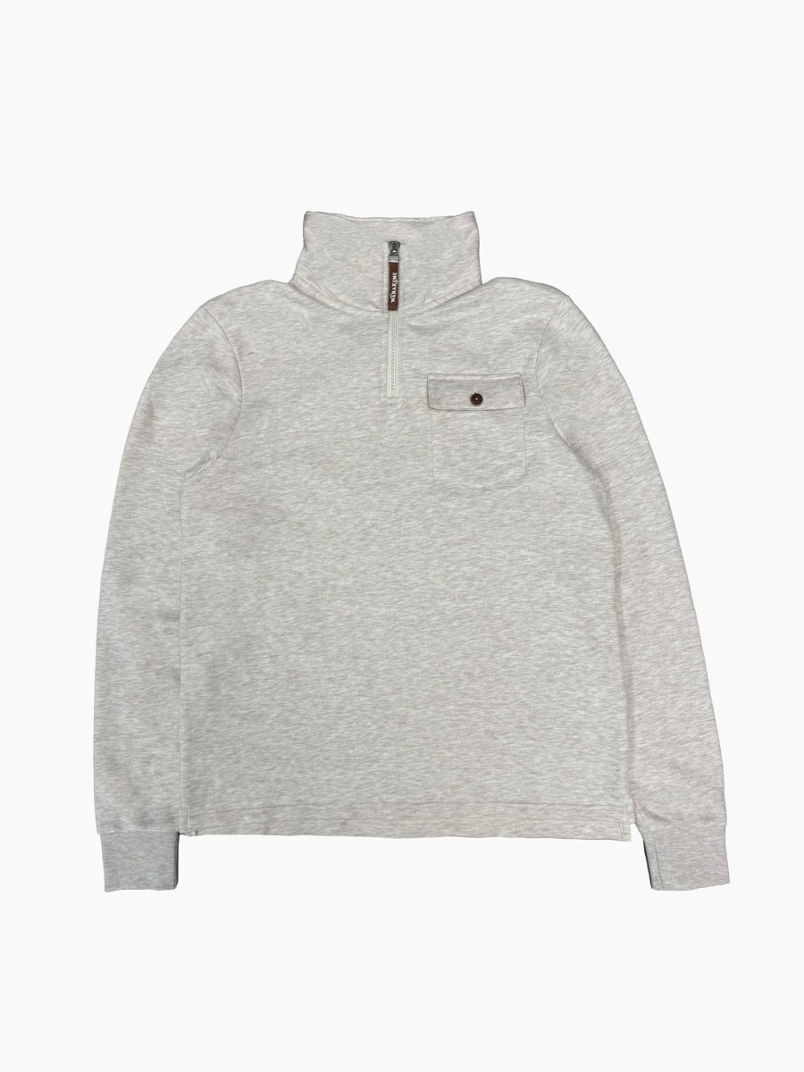 Men Wanakome Hoodies | Bach Heather Oatmeal Half Zip Sweatshirt White