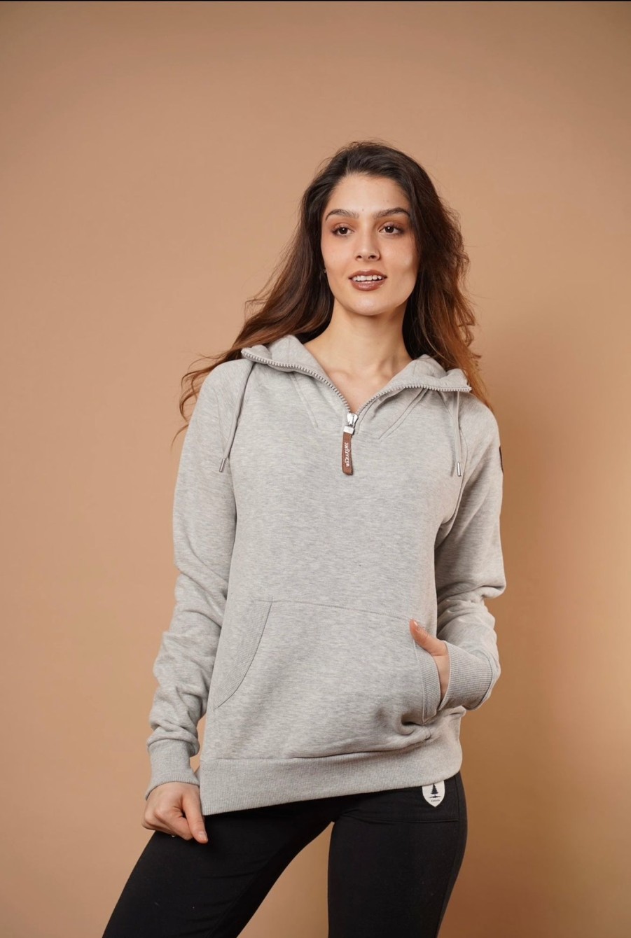 Women Wanakome Hoodies | Faith Half-Zip Hoodie In Light Heather Grey