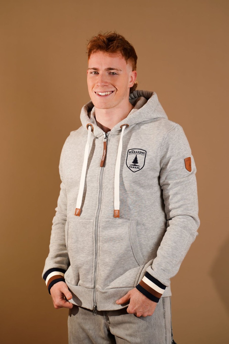 Men Wanakome Hoodies | Wyatt Light Heather Zip Hoodie Grey