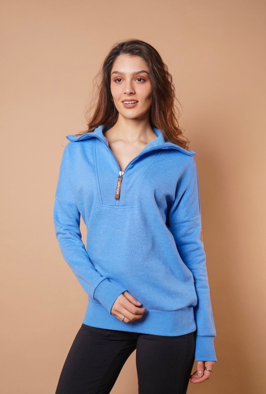 Women Wanakome Outerwear | Padma Regatta Half Zip Sweatshirt Blue