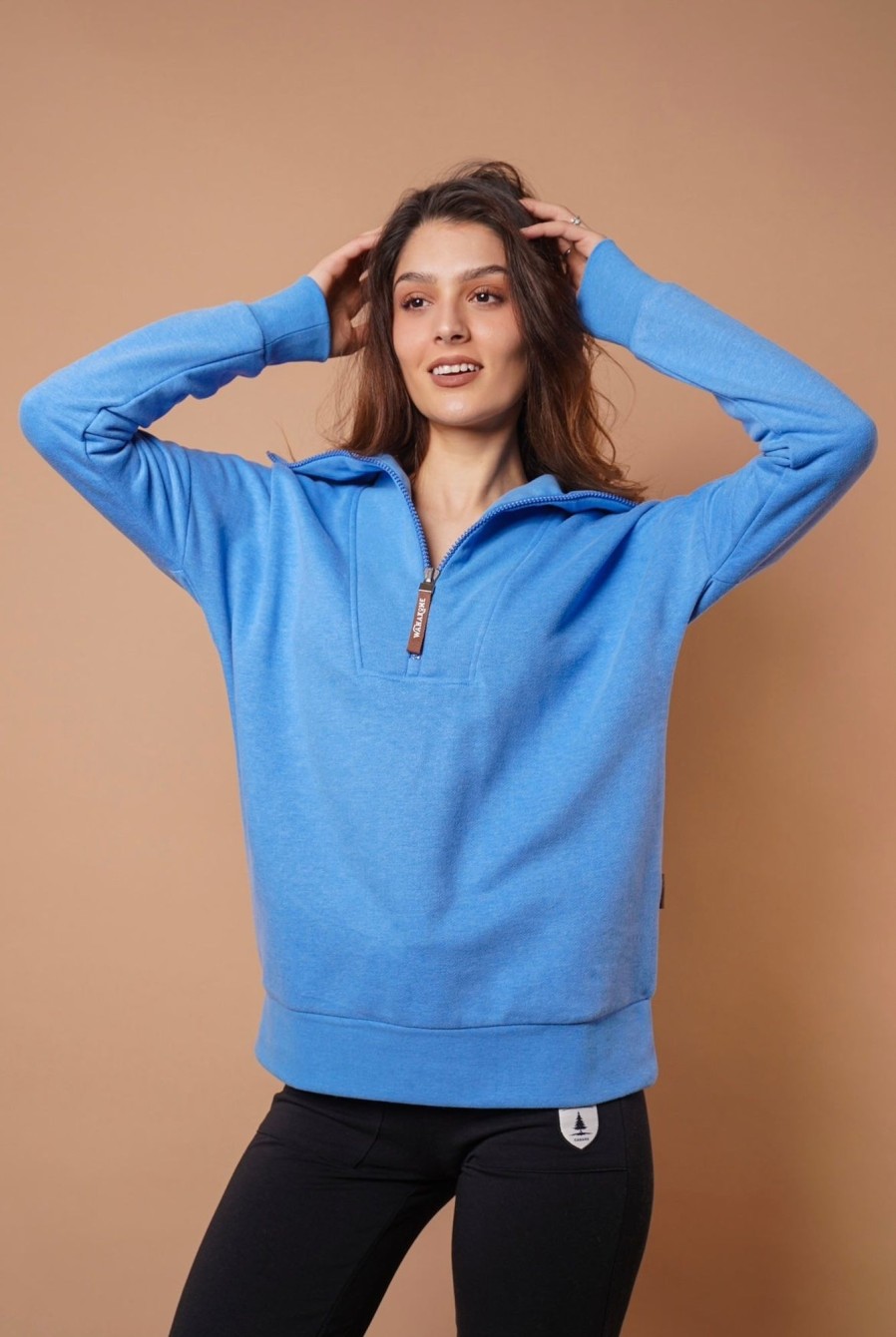 Women Wanakome Outerwear | Padma Regatta Half Zip Sweatshirt Blue