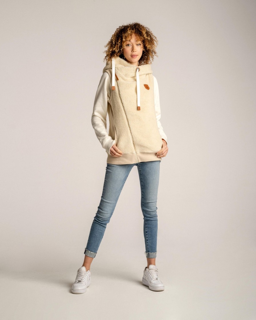 Women Wanakome Outerwear | Zoe Sherpa Ivory Hoodie Vest