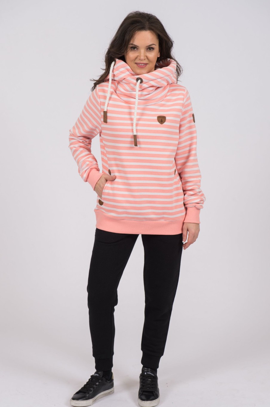 Women Wanakome Hoodies | Artemis Print Stripe Hoodie Peach