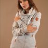 Women Wanakome Sweaters | Hestia Light Heather Zip Cowl Neck Grey