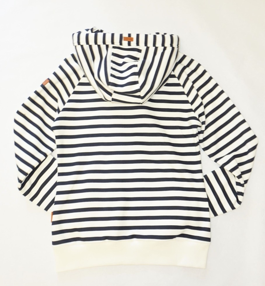 Women Wanakome Hoodies | Hera Print Navy/Ivory Stripe Zip Hoodie White