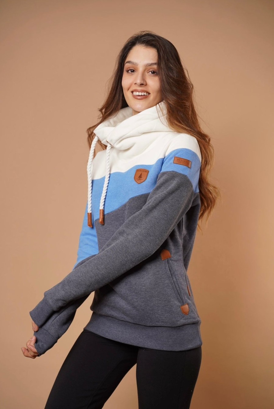 Women Wanakome Hoodies | Lensa Mix Hoodie Navy